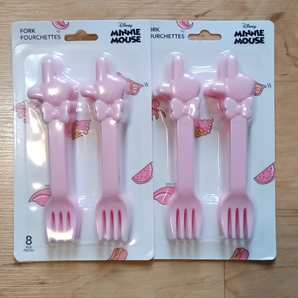 Disney Miniso Minnie Mouse Plastic Forks 2 packs of 8